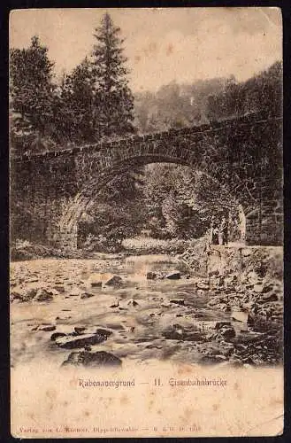 65323 Ansichtskarte Rabenauer Grund Eisenbahnbrücke 1905