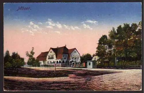 65336 Ansichtskarte Möser Krug zum grünen Kranz Restaurant 1921