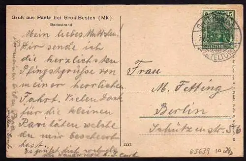 65639 AK Groß Besten Pätz Paetz 1915 Badestrand