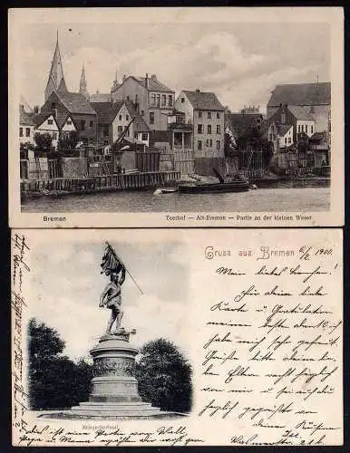 65384 2 Ansichtskarte Bremen Kriegerdenkmal 1900 Teerhof