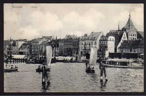 65609 Ansichtskarte Rostock 1912 Häuser am Hafen