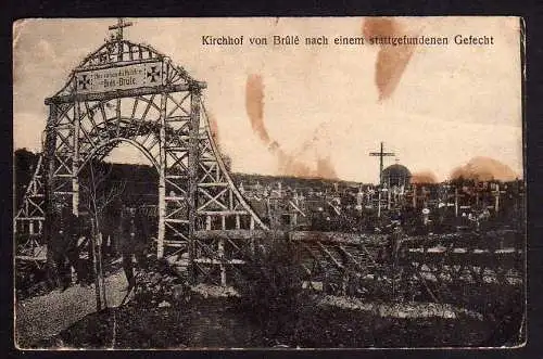 63963 Ansichtskarte Bois-Brule Brule Kirchhof nach Gefecht 1916 Feldpost