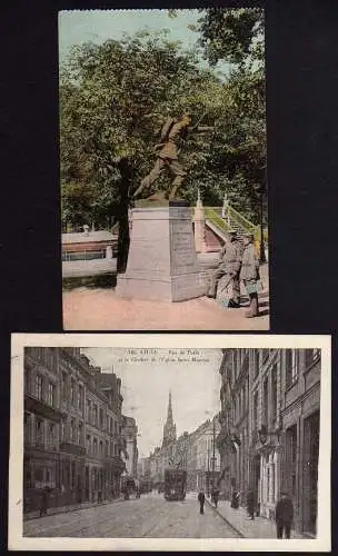 63942 2 Ansichtskarte Lille 1915 Rue de Paris et le Clocher de Peg