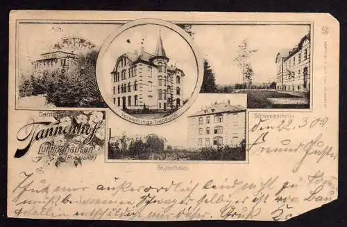 63987 Ansichtskarte Tannenhof Lüttringhausen Remscheid 1902 Brüderhaus Schwesternhaus Dame