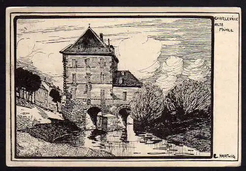 63939 Ansichtskarte Charleville Alte Mühle 1915 Künstlerkarte
