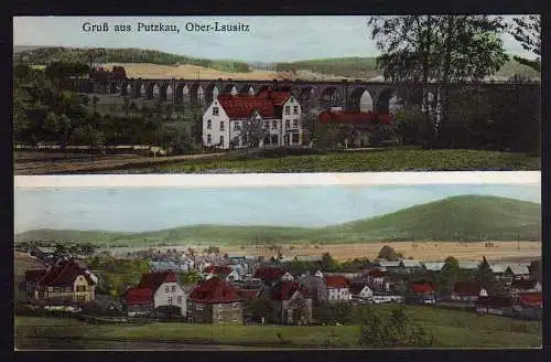 64195 Ansichtskarte Putzkau Eisenbahnviadukt 2 Ansichten um 1915