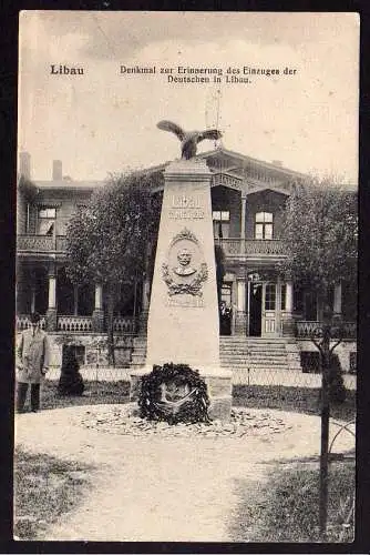 64206 Ansichtskarte Libau 1916 Denkmal zur Erinnerung des Einzuges Deutschen 1916 Feldpost
