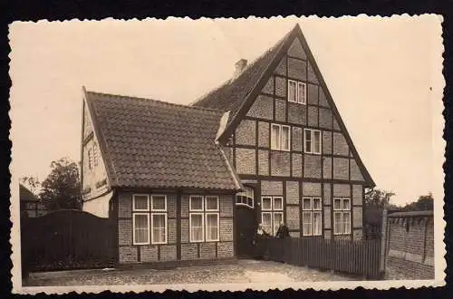 61387 Ansichtskarte Krempe Steinburg 1936 Fotokarte Wohnhaus Fachwerk Hans Murten