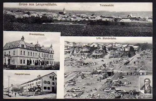 61305 Ansichtskarte Langenaltheim Krankenhaus Hauptstraße Lith. Steinbruch Bergbau