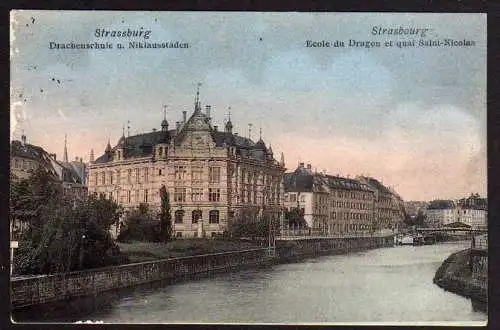 61505 AK Straßburg Strasbourg Elsass Drachenschule Niklausstaden 1906