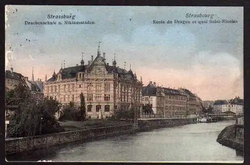 61505 Ansichtskarte Straßburg Strasbourg Elsass Drachenschule Niklausstaden 1906