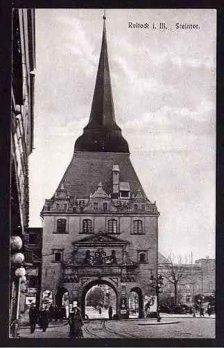 61623 Ansichtskarte Rostock Steintor um 1935