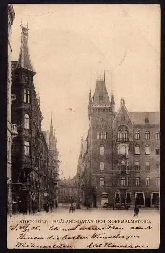61506 Ansichtskarte Stockholm Schweden 1906 Smalandsgatan och Norrmalmstorg