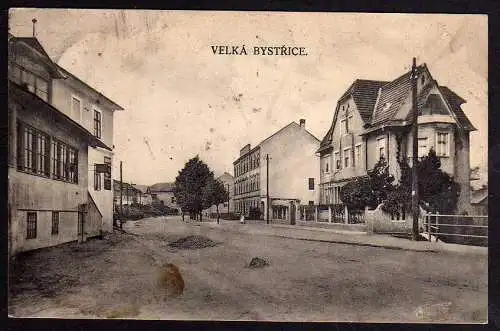 61291 Ansichtskarte Velka Bystrice Groß Wisternitz um 1925 Straßenansicht