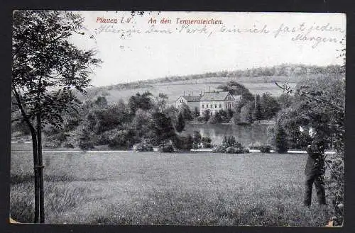 61534 Ansichtskarte Plauen i. Vogtland An den Tennerateichen 1915