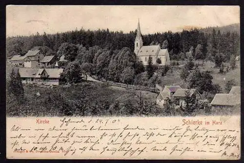 61278 Ansichtskarte Schierke im Harz Kirche 1904