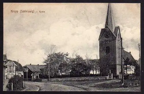 61649 Ansichtskarte Kropp Schleswig Kirche Verlag Kropper Heil- und Pflegeanstalten um 1915