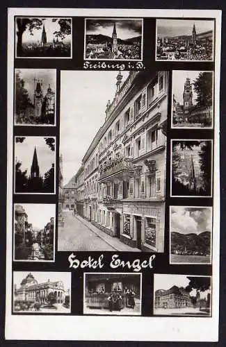 61702 Ansichtskarte Freiburg Br. Hotel Engel + 12 weitere Bilder um 1930