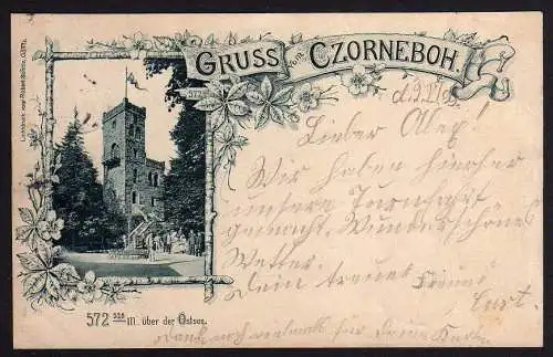 61773 Ansichtskarte Gruss vom Czorneboh 1899 Turm Pommritz