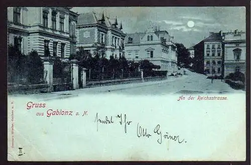 61937 Ansichtskarte Jablonec nad Nisou Gablonz an der Neiße 1898 An der Reichsstraße
