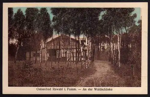 52872 AK Ostseebad Rewahl in Pomm. um 1915 An der Waldschänke