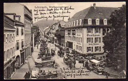 53401 Ansichtskarte Lörrach 1919 Wallbrunnstrasse Gasthaus Sonne Fritz Keser Apotheke