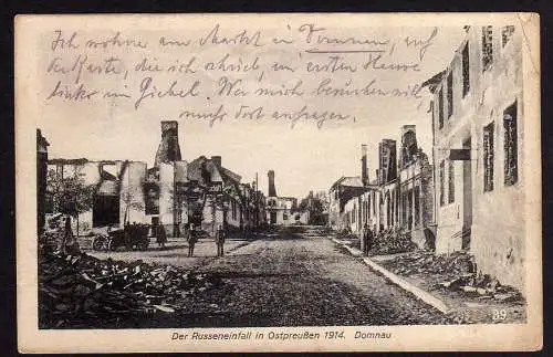 53301 Ansichtskarte Domnau Wpr. Russeneinfall 1919 Ruinen