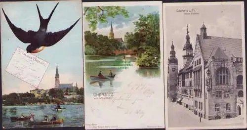 53487 11 Ansichtskarte Chemnitz 1904 Rathaus 1926 Stadttheater Petrikirche … 1899