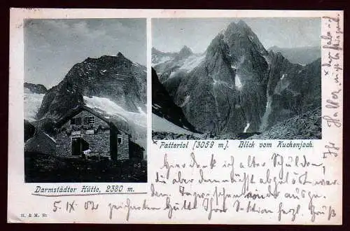 53435 Ansichtskarte Darmstädter Hütte Patteriol Kuchenjoch Moostal 1902