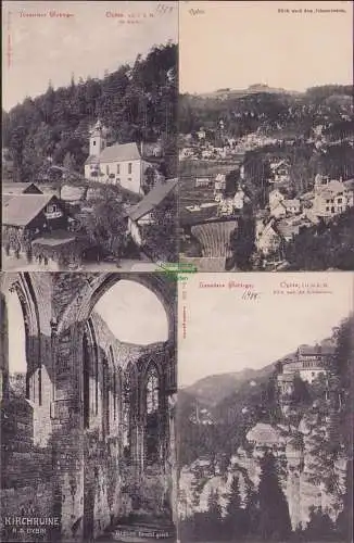 53371 4 Ansichtskarte Oybin 1905 Johannisstein Kirche 1908 Restauration Kirchruine