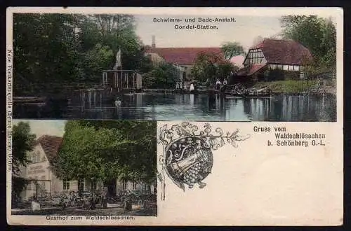 53627 Ansichtskarte Schönberg O.-L. Gasthof Waldschlösschen 1904