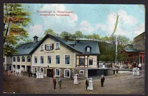 53657 Ansichtskarte Großburgk b. Potschapel Gasthaus Teichschänke 1914