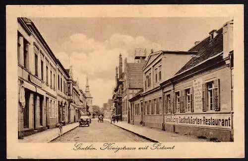 53605 Ansichtskarte Genthin Königstrasse Postamt Gasthof 1913