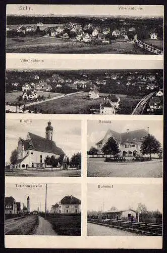 53680 Ansichtskarte Solln München Bahnof Schule Kirche Terlanerstraße um 1910 Villenkolonie