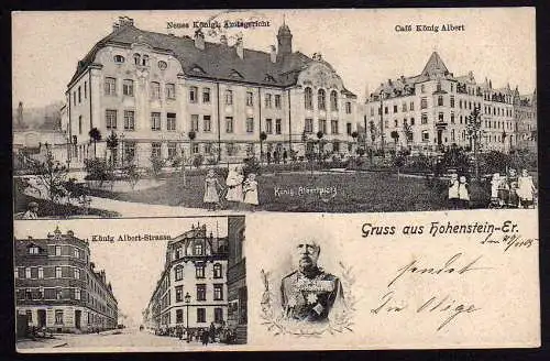 53606 Ansichtskarte Hohenstein-Ernstthal Cafe König Albert  Strasse Amtsgericht 1905