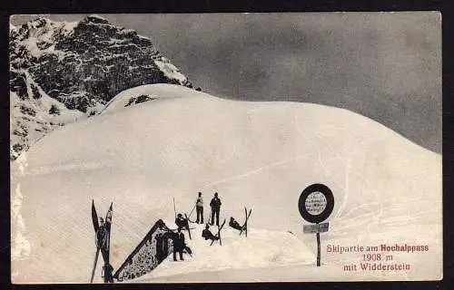 53744 AK Skipartie am Hochalppass mit Widderstein um 1910