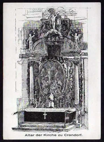 53779 Ansichtskarte Crandorf Erla Schwarzenberg Kirche Altar Künstlerkarte um 1930