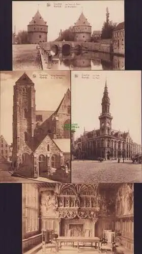53812 4 AK Kortrijk Courtrai u 1915 De Post Brücke Broeltorens Eglise Notre Dame