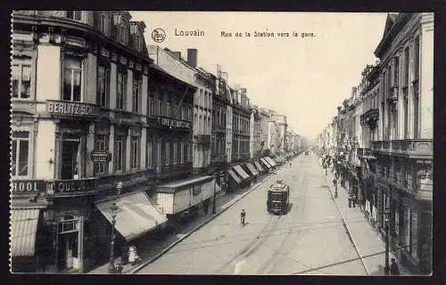 53794 Louvain Löwen Belgien Rue de la Station vers la Gare 1915