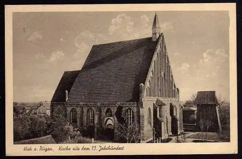 53750 Ansichtskarte Wiek Rügen Kirche 1935