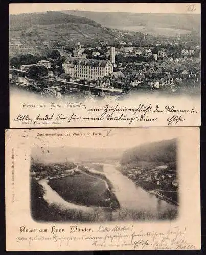 49705 2 Ansichtskarte Ansichtskarte Hannover Münden Zusammenfluss d. Werra u. Fulda 1900