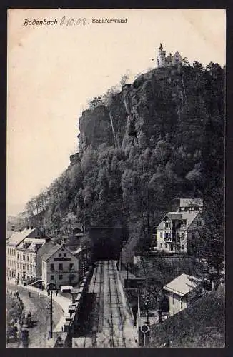 49817 Ansichtskarte Bodenbach 1908 Hotel Restaurant Schäferwand Eisenbahn Tunnel