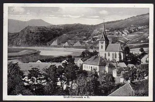 49940 Ansichtskarte Groß Cernosek a. Elbe 1928 Zalhostice Czalositz Tschalositz
