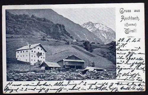 49971 Ansichtskarte Aschbach Oetzthal Tirol 1900