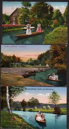 50075 3 Ansichtskarte Spreewald Gasthaus zum fröhlichen Hecht 1909