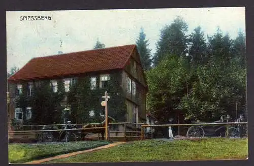 49841 Ansichtskarte Friedrichroda Spiessberg 1907 Kutsche Droschke Spiessberghaus E. Hengel