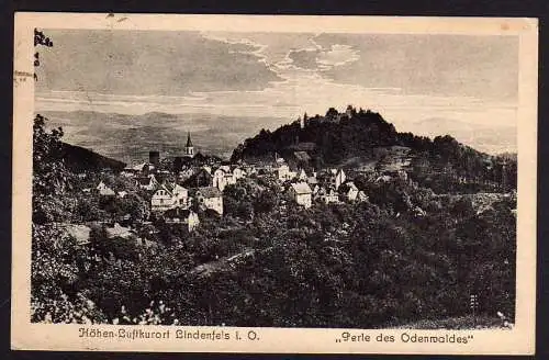 50021 Ansichtskarte Lindenfels i.O. 1923  Perle des Odenwaldes