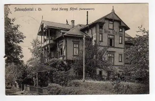 42721 Ansichtskarte Schnepfental Thür. Hotel Herzog Alfred 1908