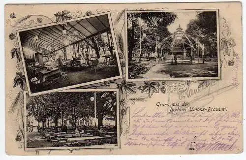 42511 Ansichtskarte Berlin 1905 Unions Brauerei Hasenhaide 22-31