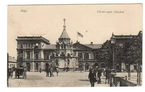 42762 Ansichtskarte Riga Dünaberger Bahnhof 1918